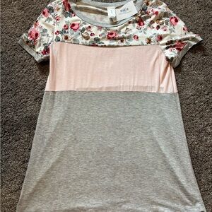 Floral and Pink Colorblock Women's Top